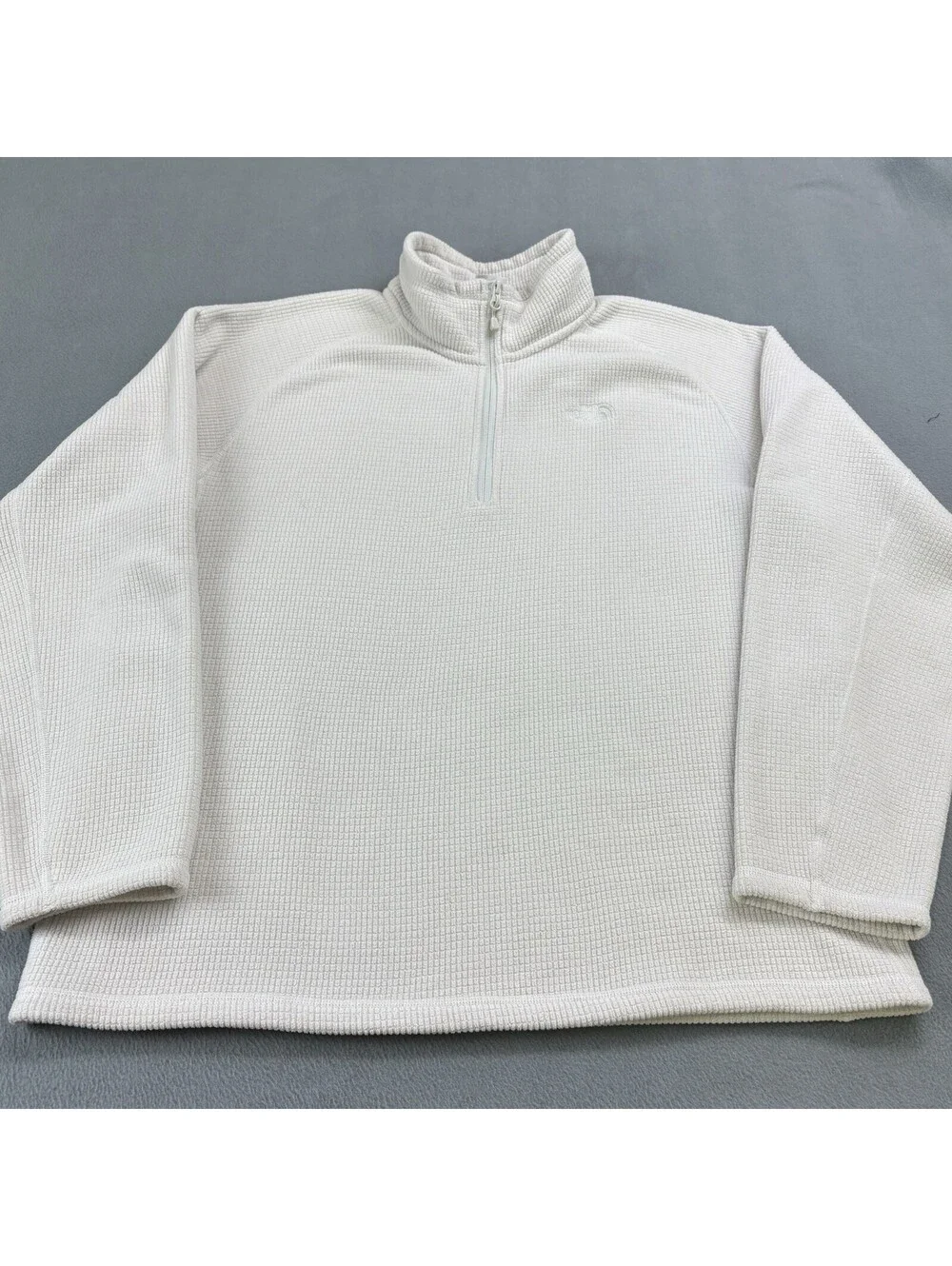 The North Face 1/4 Zip Waffle Knit Fleece Pullover Size Large White Ivory